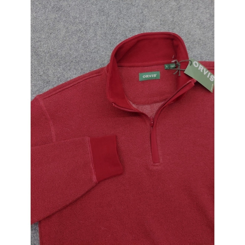 Orvis Pullover Sweater Mens Large Rust Red 1/4 Zip Long Sleeve Outdoor NWT